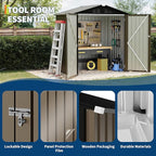 6x4 FT Outdoor Storage Shed, Garden Tool Storage Shed with Sloping Roof and Double Lockable Door, Outdoor Sheds with Panel Protection for Backyard Garden Patio Lawn