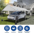 10x20 ft Heavy Duty Car Canopy Galvanized Frame Carport Outdoor Party Tent Boat Shelter with Reinforced Structure, No Sidewall - Light Grey