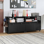 MIIIKO File Cabinet with Storage 2 Drawers, Rolling File Cabinet for Home Office, Metal Black 2 Drawers Storage with Shelf, for Printer, Letter A4 File Organizer