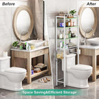 Over-The-Toilet Storage Rack, 4-Tier Bathroom Organizer Shelf Over Toilet with Adjustable Shelf and Basket, Freestanding Space Saver Bathroom Shelves Above Toilet for Room (Avocado Green)