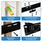 USA Based Ski Rack Wall Mount, Holds 10 Pairs for Ski Storage Rack, Snowboard Hanger & Ski Holders for Wall Storage Racks for Garage, Ski Hangers for Wall Holds Up to 125lbs, 5 Hooks Black