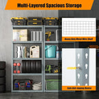 Giantex 5-Tier Storage Shelves Set of 3, Height Adjustable Metal Storage Utility Rack Shelf with Anti-Tipping Device, Heavy Duty Garage Shelving for Warehouse, Basement, 35.5" x 12" x 72", Grey