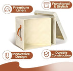 Storage Standard 2-Pack File Organizer Box with Lid - Collapsible Hanging Linen Document Organizer Portable File Boxes, Lightweight & Portable Filing Box Crates with Handles & Extras, Ivory