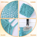 2 Pack Reusable Mesh Grocery Bags, Washable Cotton String Shopping Bag Long Handle Mesh Produce Bag for Fruit Vegetables Potatoes Farmers Market