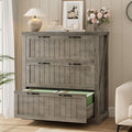 SEDETA File Cabinet for Home Office, Farmhouse 3 Drawer Filing Cabinet, Wood Office File Cabinets for Letter/Legal/A4 Size, Lateral File Cabinets with Printer Stand, Grey