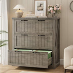 SEDETA File Cabinet for Home Office, Farmhouse 3 Drawer Filing Cabinet, Wood Office File Cabinets for Letter/Legal/A4 Size, Lateral File Cabinets with Printer Stand, Grey