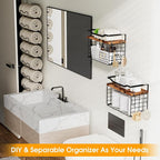 Towel Racks for Bathroom,Towel Rack Wall Mounted, 6 Tier Rolled Or Folded Towel Holder with Floating Shelves, Bathroom Towel Holder for Bath, Hand Towels,Metal and Wood