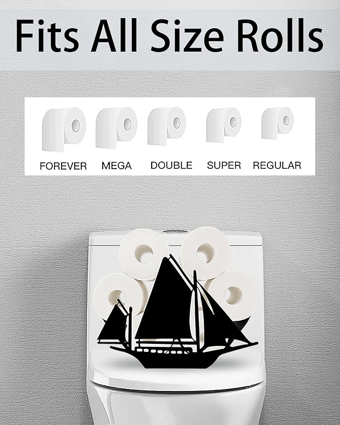 Sailboat Toilet Tissue Holder,Animal Paper Holders,Decorative Metal Papers Holder,Funny Toilet Animal Storage for Bathrooms,Bathroom Paper Organizer for Extra 8 Rolls Free Standing Art Decor