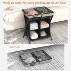 aboxoo 2 Pack Luggage Rack with storage, Guest Room Folding Suitcase Stands, Holds up to 120 lb, Space Saving Suitcase Holders for guest room, Bedroom Hotel, Black