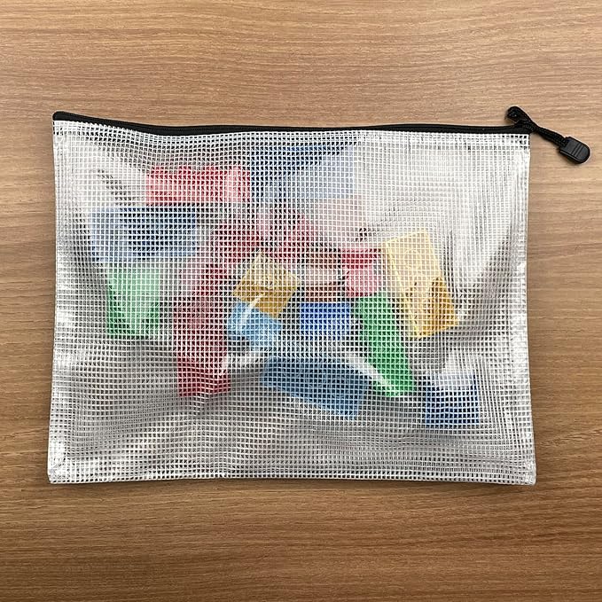 Oaimyy-11 x 14"-18 Pcs-Plastic Mesh Zipper Pouch Document Folders Bag Zip File Bags for Office Supplies,Home,Travel Storages,Puzzle Board Games Storage- (Black)