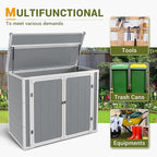 UDPATIO 4.5' x 2.5' Outdoor Storage Shed Horizontal Outdoor Trash Can Storage Box Plastic Shed Resin Cabinet,Gray,41 Cu.Ft