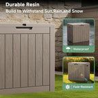 35 Gallon Outdoor Deck Box,Waterproof Resin Outdoor Storage Boxes, Outside Storage Lockable Container for Garden Tools,Indooor Cushions,Accessories (Grey)