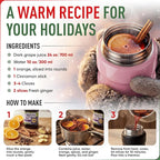 Earth&ME Stainless Steel Thermo For Hot Food 17OZ with Folding Spoon, Vacuum Insulated Food Container, Soup Thermo with Wide Mouth, Insulated Food Jar for Hot & Cold Food, Pink