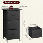 3 Drawer File Cabinet, Vertical Filing Cabinet with Wheels, Printer Stand with Non-Woven Fabric Drawer, Adjustable Hanging Rods, fits A4/Letter Size, for Home Office, Black FCBK5901
