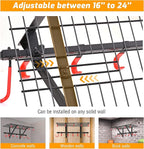 PLKOW Garage Wall Shelving Includes Bike Hooks, Sturdy Adjustable Garage Shelving Wall Mount Garage/Organizer (Black, 2-Pack)