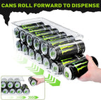 Soda Can Organizer for Refrigerator for Tall Cans of 16oz & 17oz, Stackable Beverage Cans Container Holder Dispenser with Lid for Fridge Pantry Rack Freezer (One Pack)