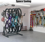 sogiv Freestanding Vertical Bike Storage Stand, Heavy Duty 5-Bike Capacity Floor Rack for Garage & Indoor, Space-Saving Bicycle Organizer