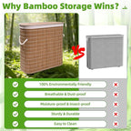 Livole Bamboo Toilet Paper Storage with Lid - 16 Regular Rolls or 12 Mega Rolls 36L Large Capacity Natural Toilet Paper Basket Organizer for Bathroom