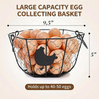 Goaste 2 Pack Metal Wire Egg Baskets, 9.5 Inch Chicken Egg Collecting Basket with Handle, Round Eggs Storage Container for Gathering Fresh Eggs, Vintage Black Wire Egg Holder for Easter Kitchen Home