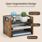 Desk Organizer - 3 Tier Wood & Metal Mesh Desktop Organizer for Office, Home, School, Workspace, Office Desk Organzier for Papers, Mail, Notebooks, Stationery