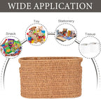 Toilet Paper Storage Holder with Built-in Handles,Toilet Paper Basket for up to 6 Rolls, Wicker Storage Baskets for Organizing,Tank Topper Counter for Bathroom Shelf Bedroom Living Room