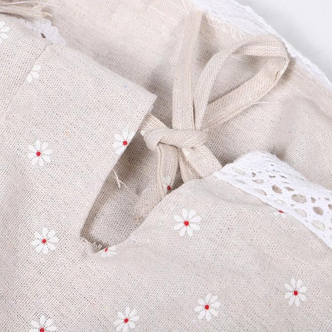 Garneck Washable Cloth Liner for Wire Rattan Basket Replaceable Fabric Insert with Daisy Pattern Protective and Decorative Hamper Liner for Laundry Kitchen and Living Storage Easy to