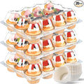 Plastic Cupcake Containers 12 Count (20 Sets), Stackable Cupcake Boxes Holders with Tall Dome Lid, Disposable Cupcake Carrier Trays Include 240 Cupcake Liners