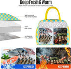 Lunch Bag Women/Men Lunch Box Women/Men (Yellow+Blue Checkerboard)
