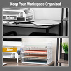 Mind Reader Stackable Paper Tray, Desktop Organizer, File Storage, Office, Metal Mesh, 4 Pcs., White