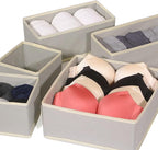 DIOMMELL 12 Pack Foldable Cloth Storage Box Closet Dresser Drawer Organizer Fabric Baskets Bins Containers Divider for Baby Clothes Underwear Bras Socks Lingerie Clothing,Grey 444