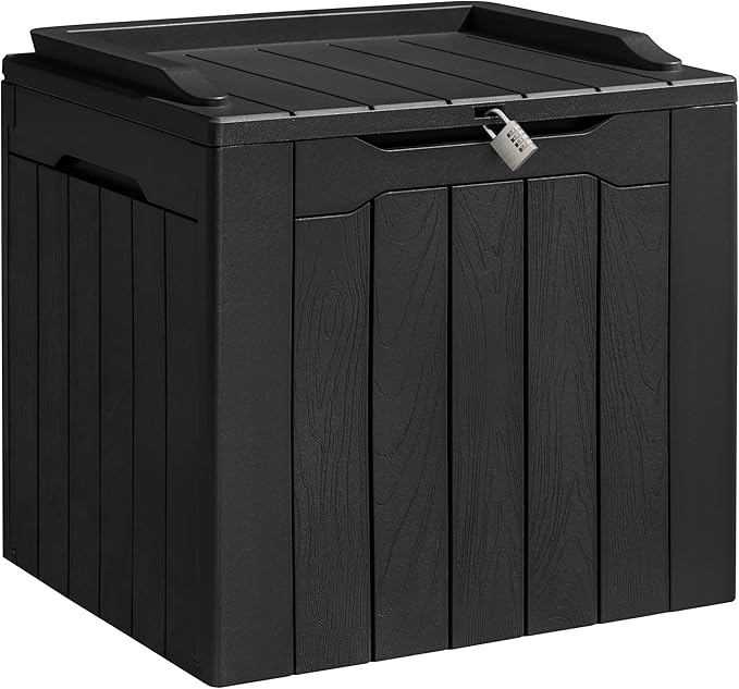 Homall 31 Gallon Resin Deck Box Waterproof Outdoor Storage Lockable Indoor Outdoor Organization and Storage Container for Patio Furniture Cushions, Garden Tools (Black)