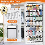 Aheroi 2 Pack 35 Pockets Over Door Shoe Organizer, White, Holds Up to 40 lbs, Mesh Pockets, Foldable, Hanging Shoe Rack