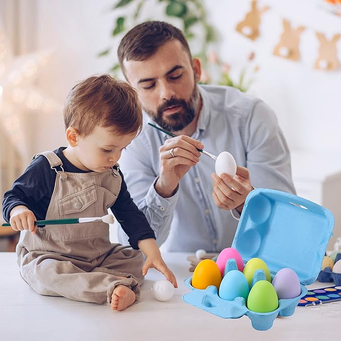Colored Half Dozen Egg Cartons 20 Pcs Set, Natural Pulp Paper Egg Cartons 6 Count for Chicken Eggs Reusable, Blank Colorful Easter 5 Color Storage Tray for Hold Up to Six 6 Egg Holder Basket Cardboard