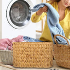 Cabilock Woven Toilet Paper Storage Basket with Handle 15.74X9.44X7.08In Imitation Rattan Organizer for Bathroom Kitchen Living Room Toilet Roll Holder