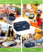 Small Lunch Box Insulated Lunch Bag for Women Men, Bento Kids Lunch Box, Compact Portable Thermal Meal Cooler Bags with Buckle Handle for Work & School, Navy Blue 5L
