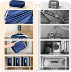 Comforter Storage Bag - Large Capacity Blanket Storage Bags 4-Layer Ultra Space Saving Self Compression Organizer, Washable Compression Bags for Storage Comforter Blanket, 4-Pack, Navy Blue