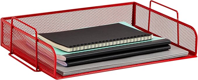 Mind Reader Stackable Paper Tray, Classroom Organizer, File Storage, Teachers, Metal Mesh, 4 Pcs., Multi-Colored