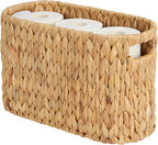 ELONG HOME Toilet Paper Storage Basket, Water Hyacinth Wicker Storage Holder for 6 Rolls Toilet Paper with Built-in Handles