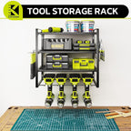 KAFAHOM Power Tool Organizer, Garage Tool Organizers and Storage,Drill Holder Wall Mount, Storage Rack for Cordless Drill, Heavy Duty Tool shelf with Screwdriver Holder/Pliers Holder/Hammer Holder