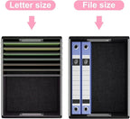 Huolewa File Organizer Box with Lid, Collapsible Leather File Folder Organizer for Office Document Storage, Filing Box with Plastic Slide for Letter/Legal Size Hanging Files, Pink