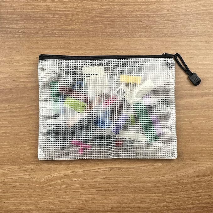 Oaimyy-18 PCS-6" x 8"-Mesh Zipper Pouch, Plastic Zip File Folders Puzzle Bags for Organizing,Office Supplies,Travel,Home Storage-Black
