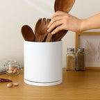 D'vine Dev 360° Rotating Utensil Holder – 7.2" Kitchen Utensil Crock for Countertop, Modern Cooking Tool Organizer for Kitchen Storage & Décor, White, 72-X-A-2