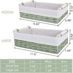 Wicker Storage Basket with Wooden Handle – Paper Rope Decorative Toilet Paper Baskets & Bathroom Organizer for Toilet Tank Top, Shelves, Bedroom, Countertop,Home,Office Storage Bins, 2 Pack,Sage Green