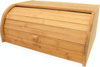 RoyalHouse Natural Bamboo Roll Top Bread Box Kitchen for Countertop Food Storage, Large, NO ASSEMBLY REQUIRED
