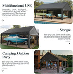Shintenchi 12x20 FT Heavy-Duty Design Carport,Portable Garage Canopy,Carport Canopy with Side-Opening Removable Door & Roll-Up Window,Portable Car Port for Car, Truck, Boat,Grey