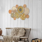 Tatuo 11 Pcs Boho Wall Basket Decor Decorative Bulrush Woven Basket Wall Decor Art Round Farmhouse Hanging Baskets for Kitchen Rustic Home Summer Decorations, Multi Sizes(Lively)