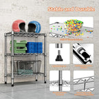 750 lbs 3 Tier Shelf Metal Storage Shelves Wire Rack Closet Organizers with PP Board for Garage Kitchen Bathroom Laundry Chrome 11.8" D x 21.7" W x 28.6" H