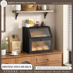 Bread Box for Kitchen Countertop Bin Double Layer Bread Box Storage Container Extra Large Capacity with Diamond Pattern Windows (Black, Extra Large)