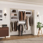 ROOMTEC Modular Closet System, 78" Closet Organizer with Hanging Rods, Wall-Mounted Wooden Tower for Walk-In Closets, Wardrobe Storage Kit, White