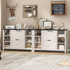 44" Lateral File Cabinet with Adjustable Shelves, Farmhouse 2 Drawer Filing Cabinet with Lock for Legal/A4/Letter, Wooden Printer Stand Office Furniture for Home Office, White and Black